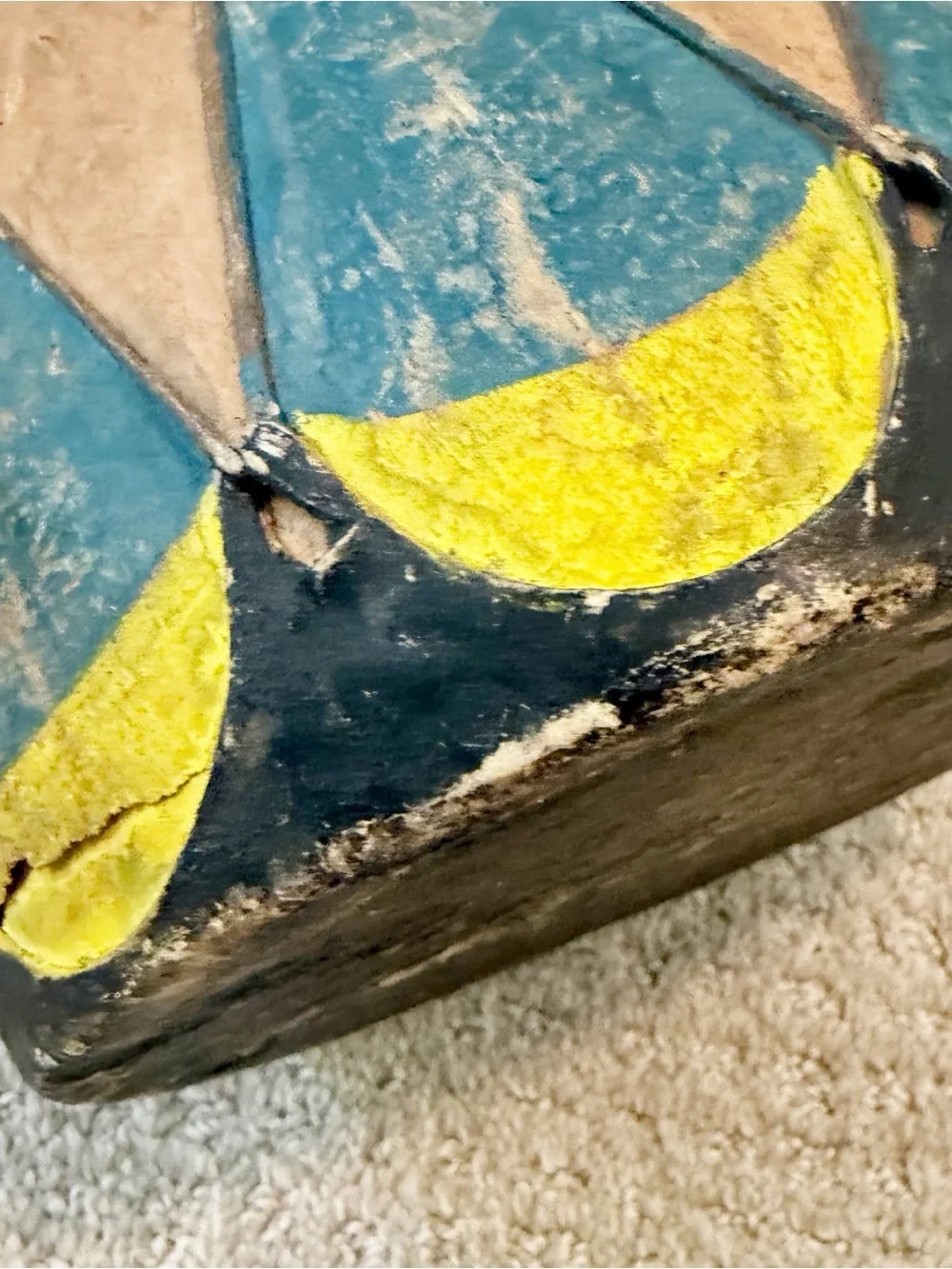 Vintage Cochiti Pueblo Native American Painted Rawhide Wood Hand Drum 7.5